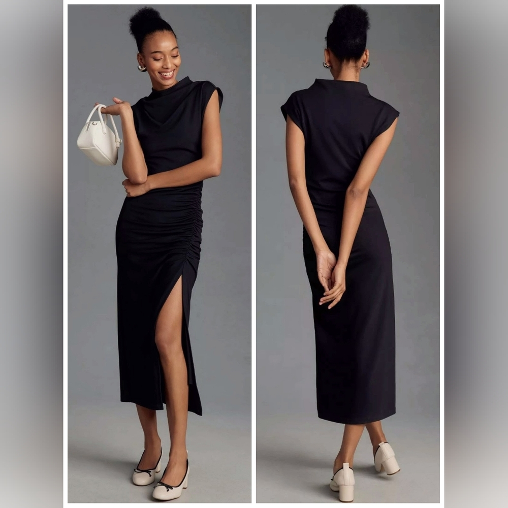 🖤 Anthropologie, Maya: Chic Cowl Neck Adaptive Midi Dress – Black – Size M